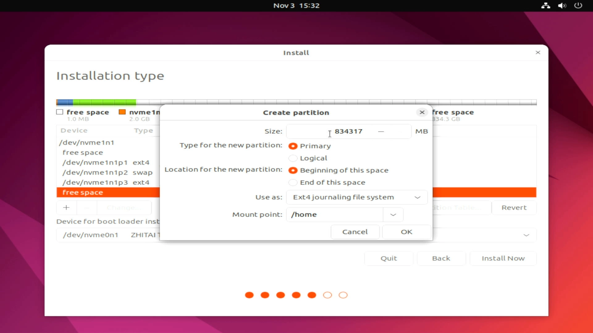 install-ubuntu-partition-home